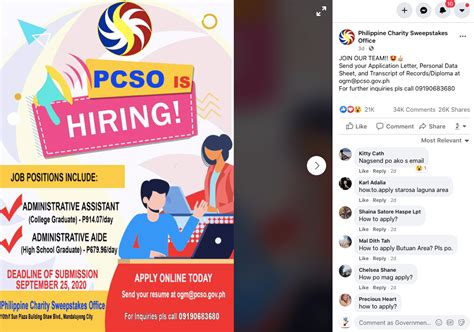 pcso job vacancies|PCSO Hiring: Administrative Positions .